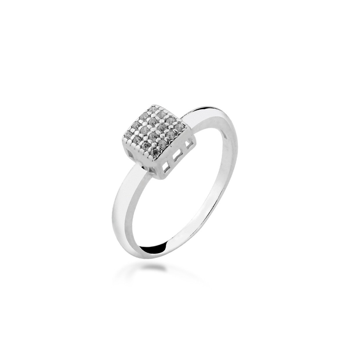 Anel Quadrado Micro Zircônias Prata 925