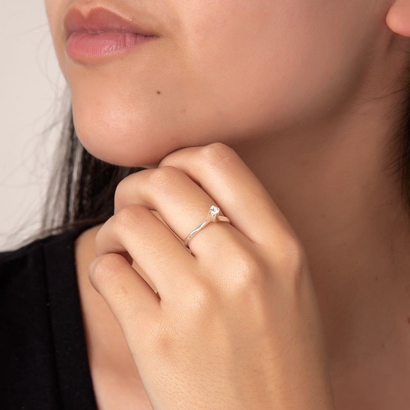 Anel Solitário Prata 925