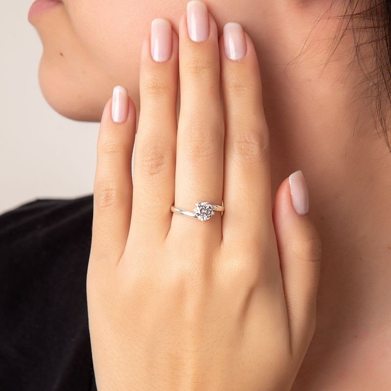 Anel Solitário Prata 925