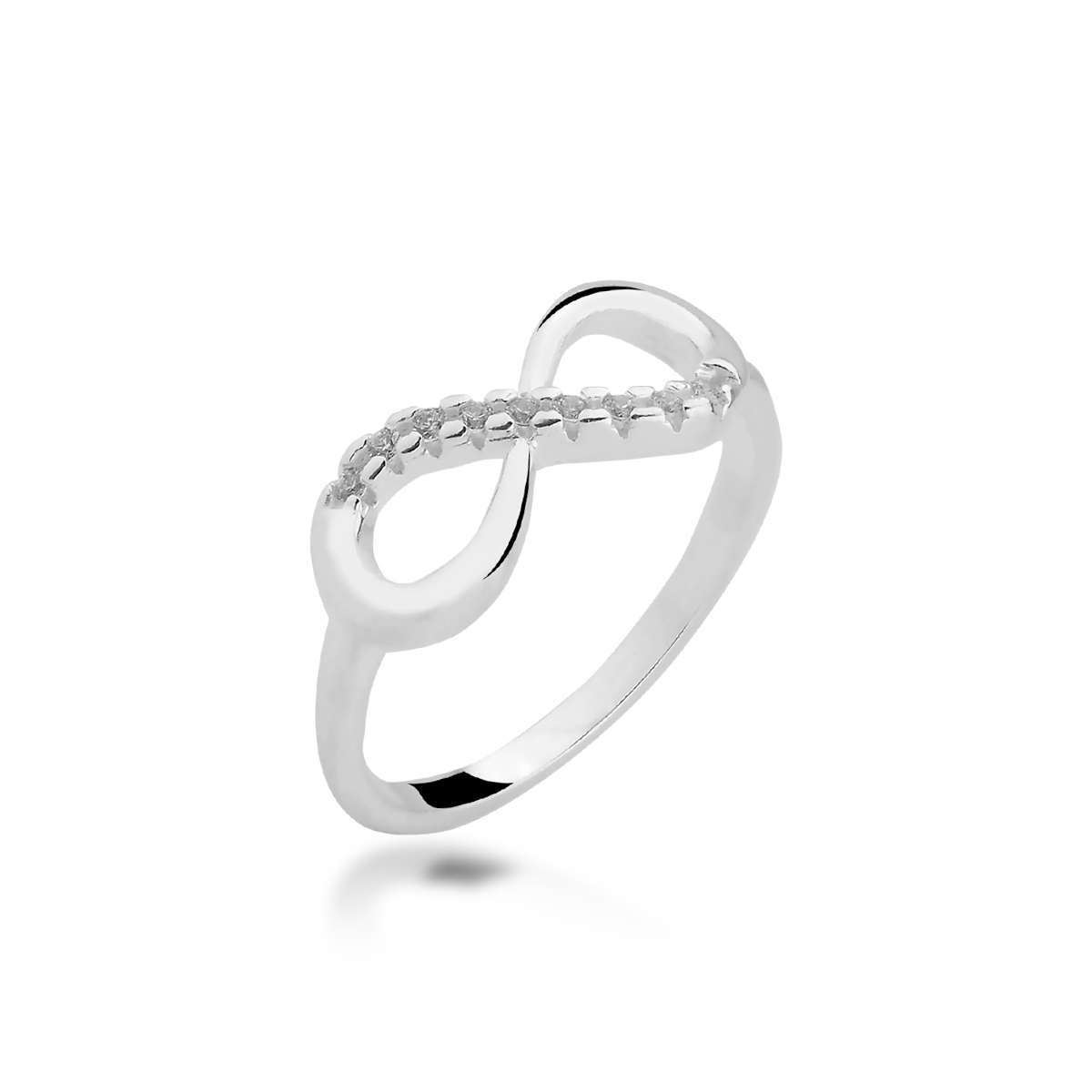 Anel Infinito Micro Zircônias Prata 925