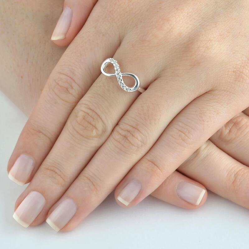 Anel Infinito Micro Zircônias Prata 925