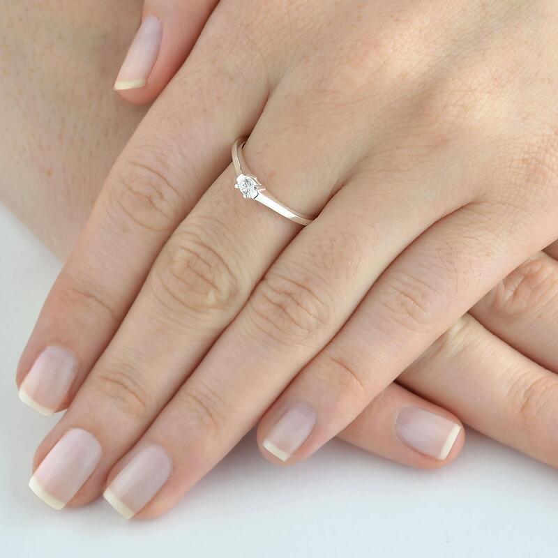 Anel Solitário Prata 925