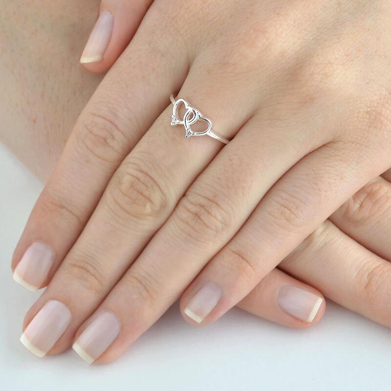 Anel Corações Prata 925