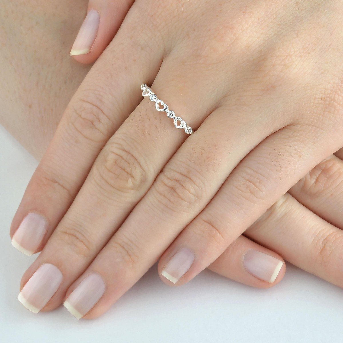 Anel Corações Prata 925