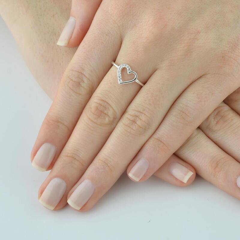 Anel Coração Prata 925