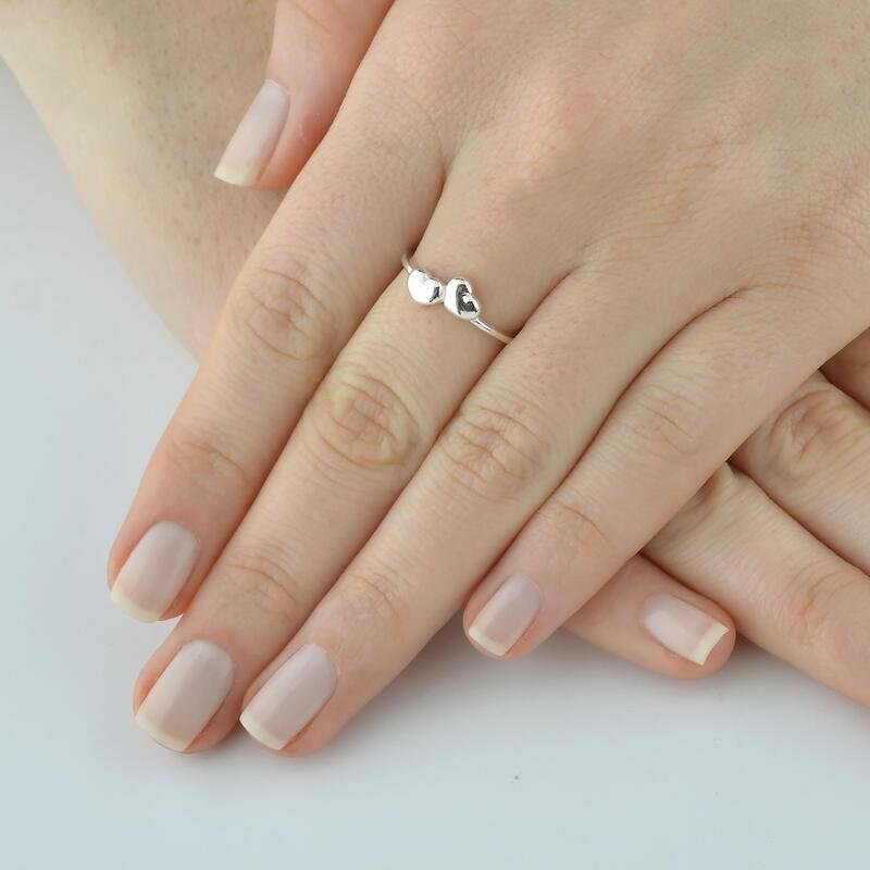 Anel Corações Prata 925