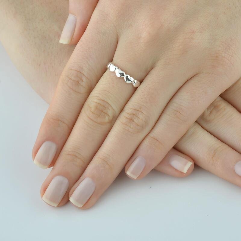 Anel Corações Prata 925