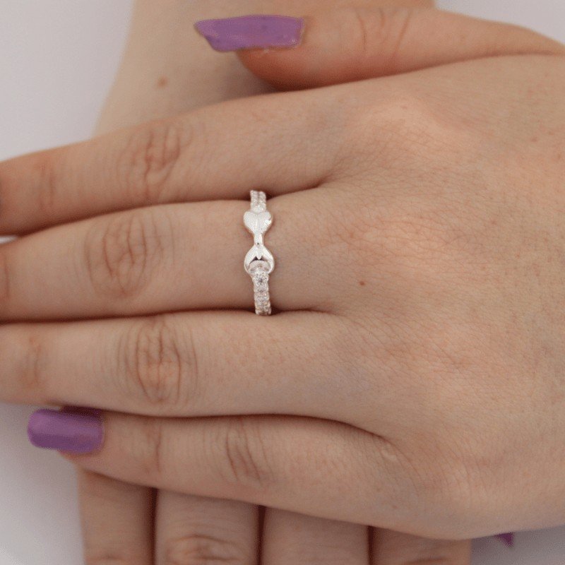 Anel Laço e Micro Zircônias Prata 925