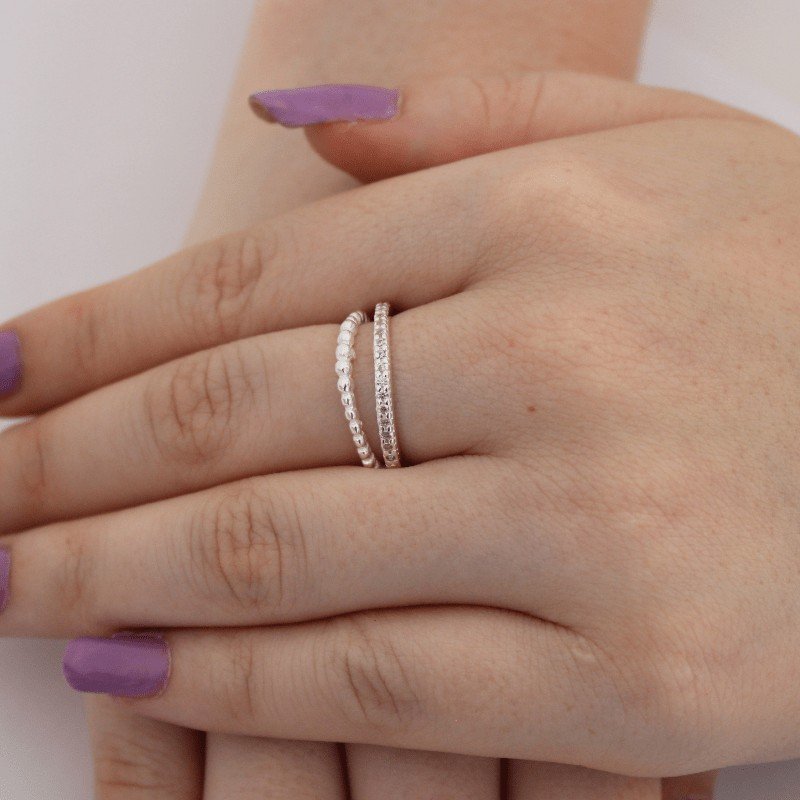 Anel Duas Carreiras Prata 925