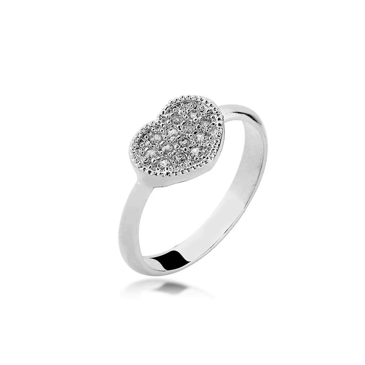 Anel Coração Micro Zircônias Prata 925