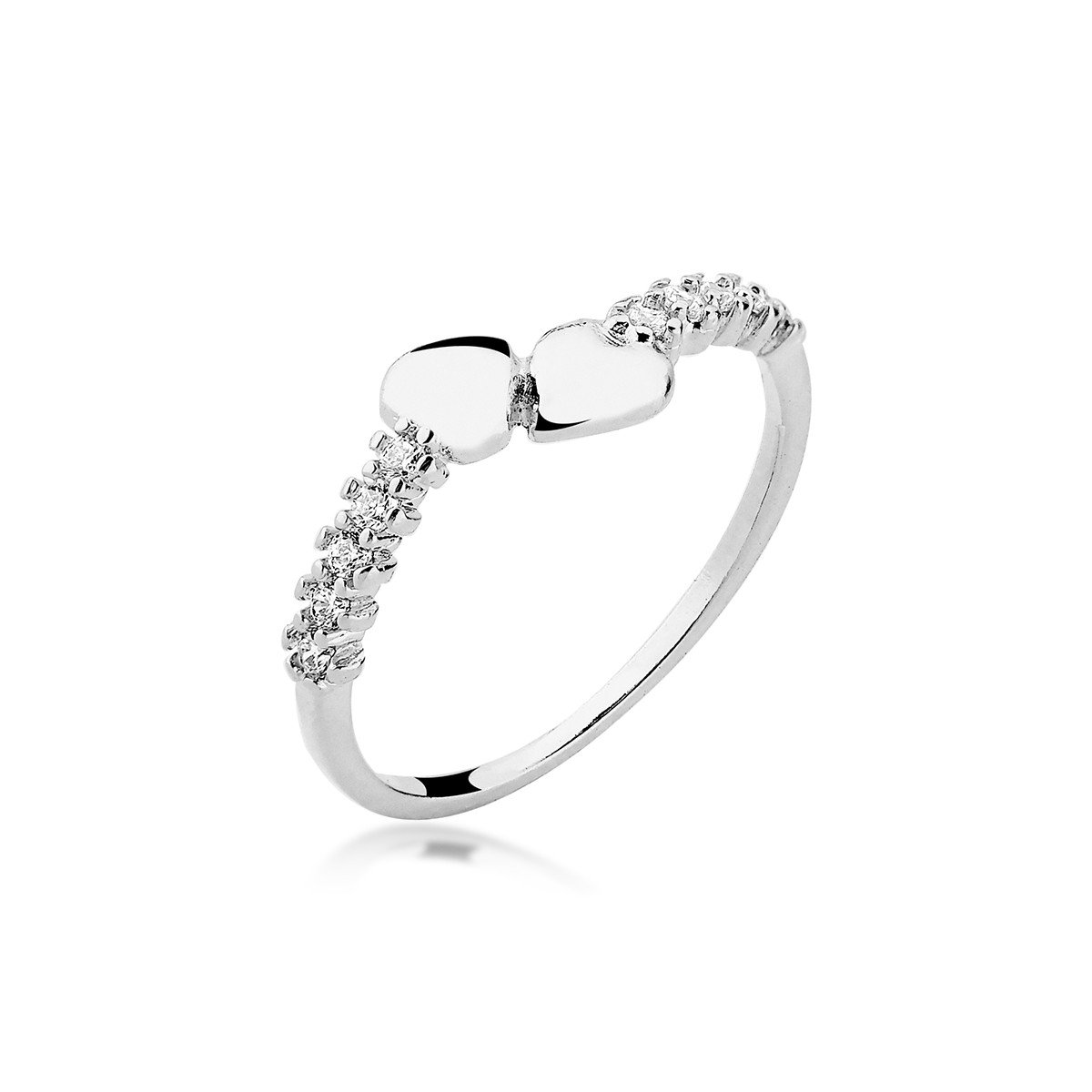 Anel Dois Corações Prata 925