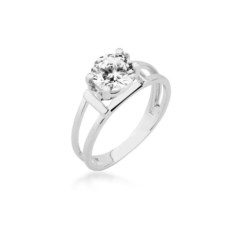 Anel Solitário Prata 925