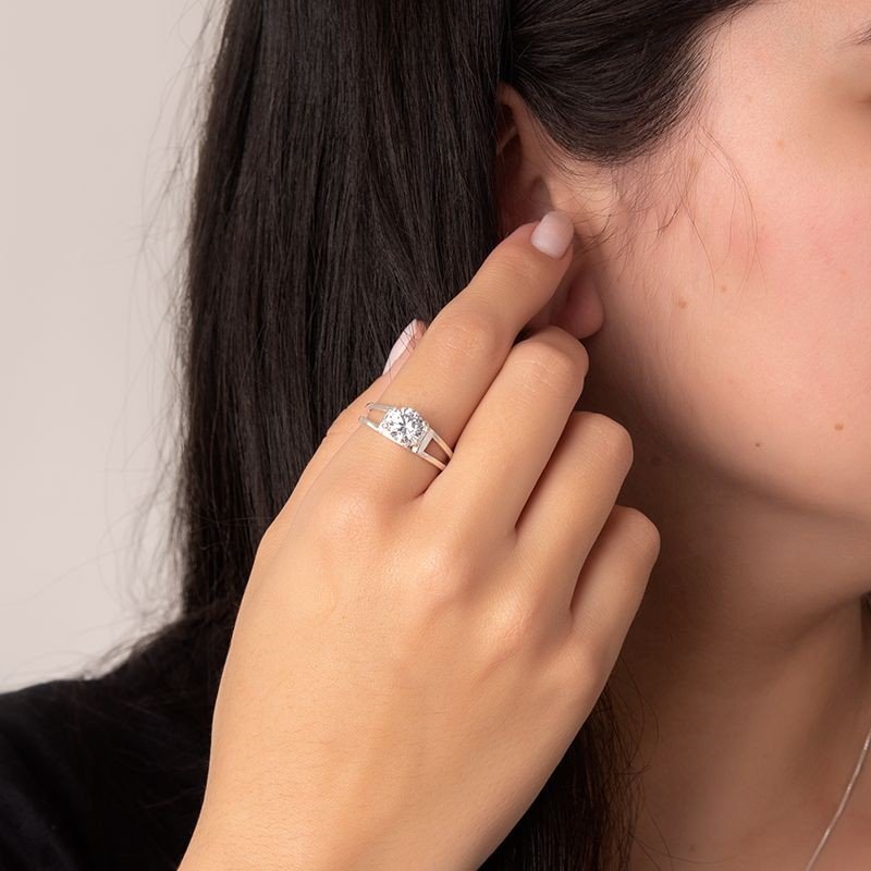 Anel Solitário Prata 925