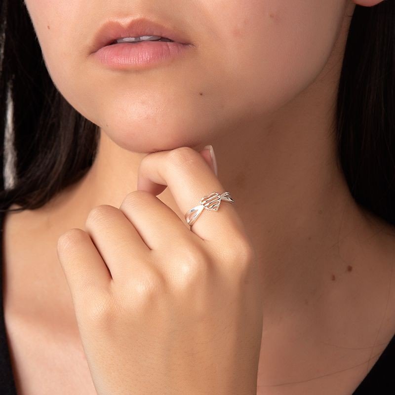 Anel Coração Vazado Prata 925