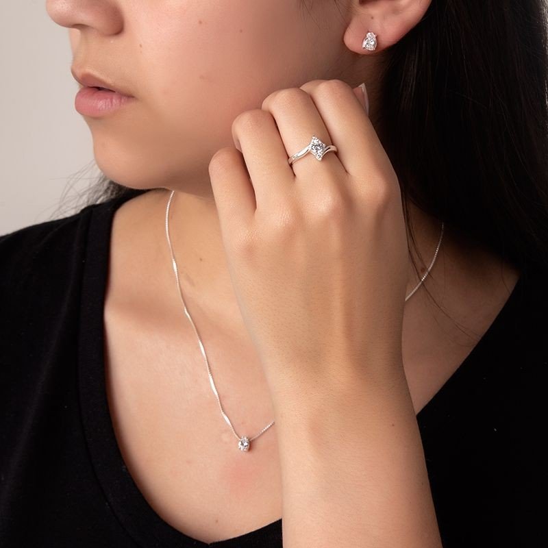 Anel Zircônia e Micro Zircônia Prata 925 