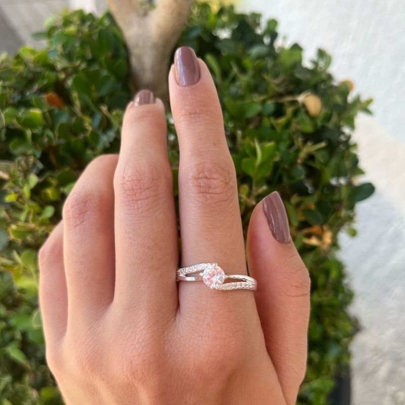 Anel Zircônia Cristal Prata 925