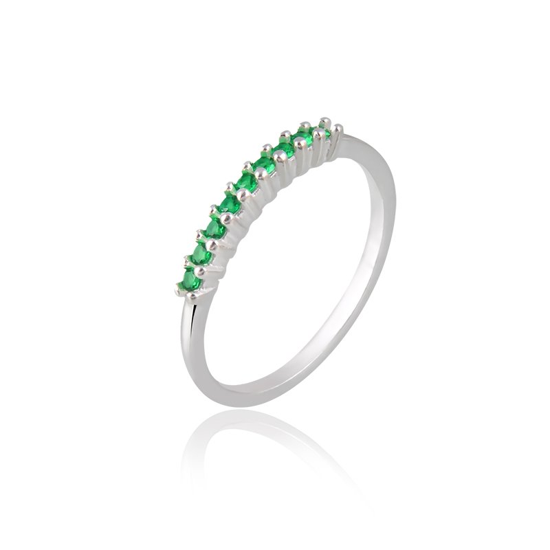 Anel Aparador Verde Prata 925