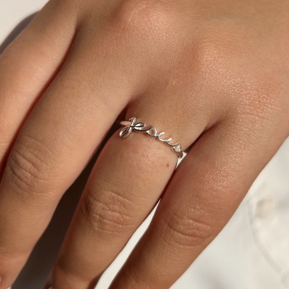 Anel Jesus Prata 925