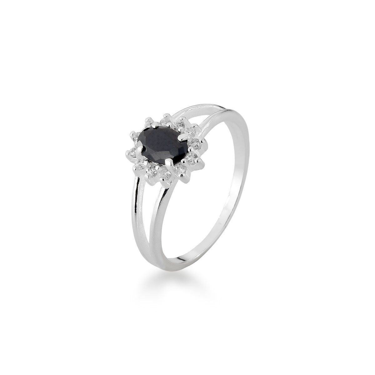Anel Zircônia Negra Prata 925