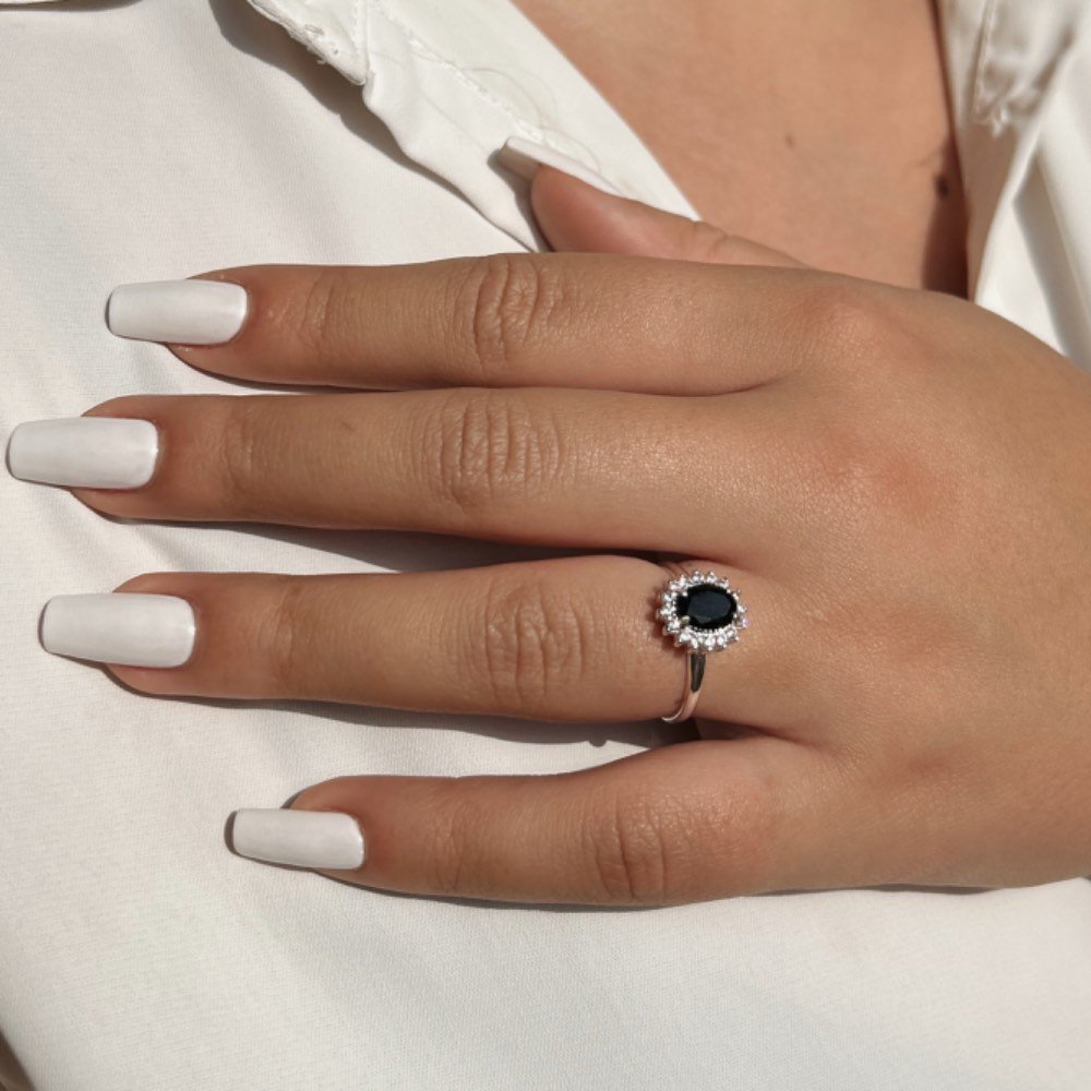 Anel Zircônia Negra Prata 925