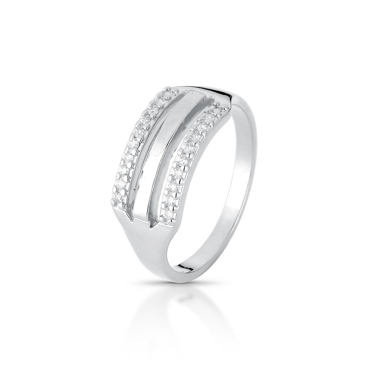 Anel 3 Elos Micros Zircônias Prata 925