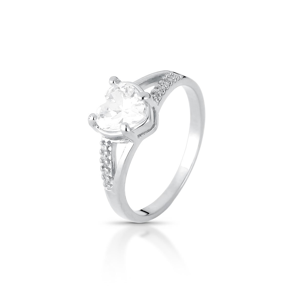 Anel Zircônia Coração Prata 925