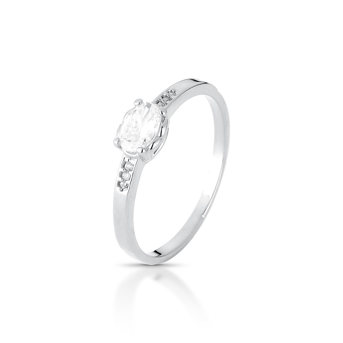 Anel Solitário Zircônia Oval Prata 925