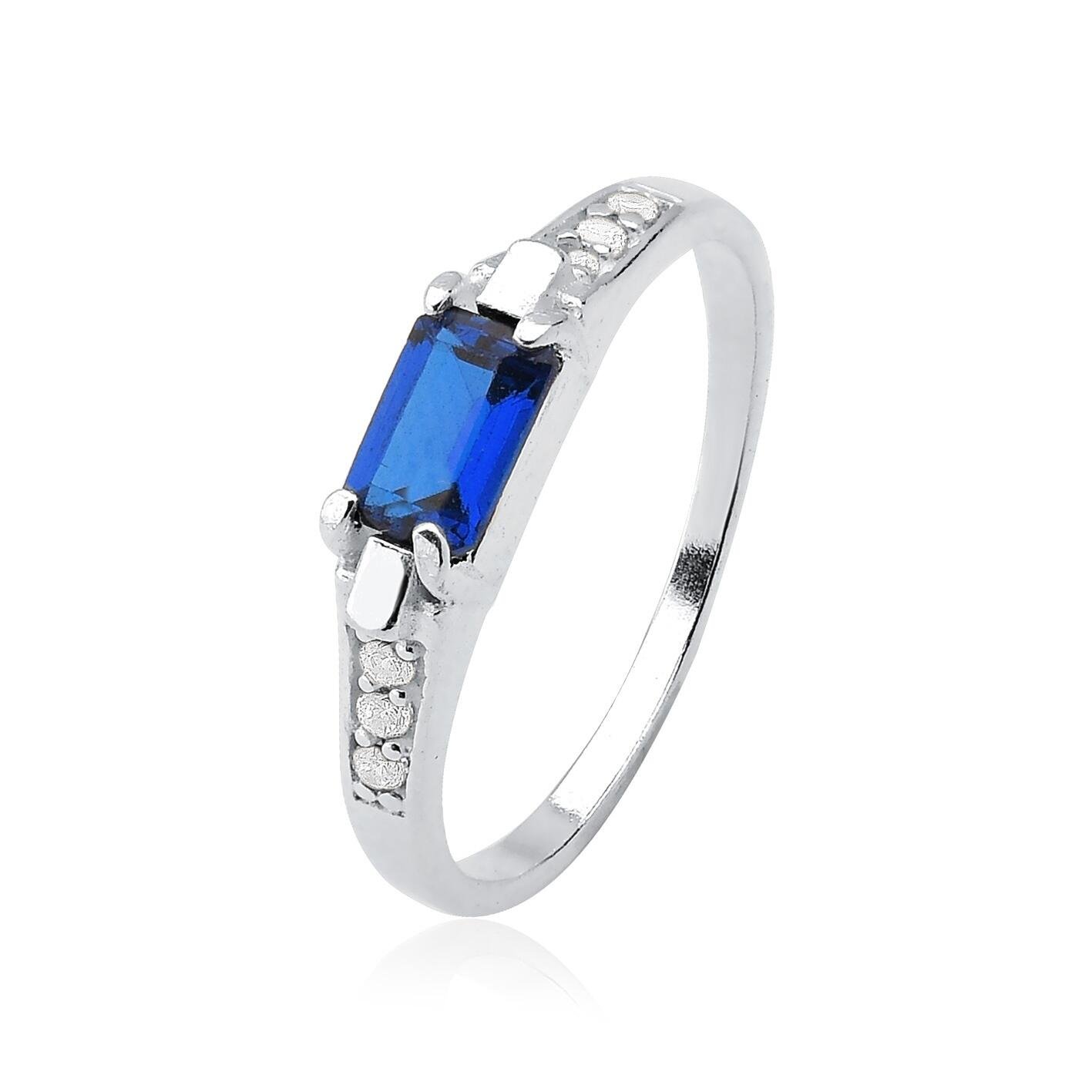 Anel Zircônia Azul Prata 925