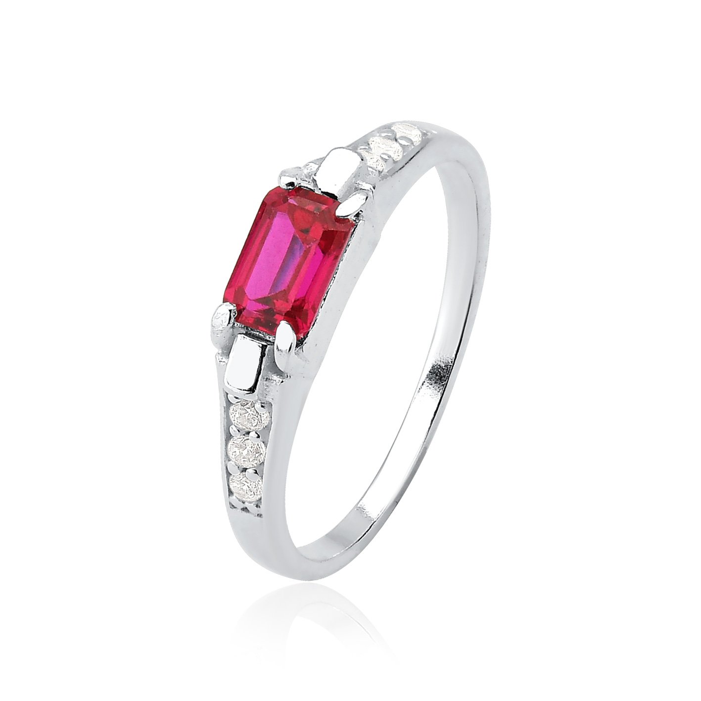Anel Zircônia Rosa Prata 925