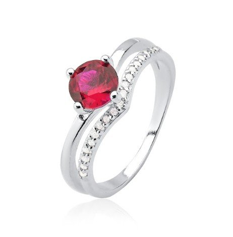 Anel Solitário Rosa Prata 925