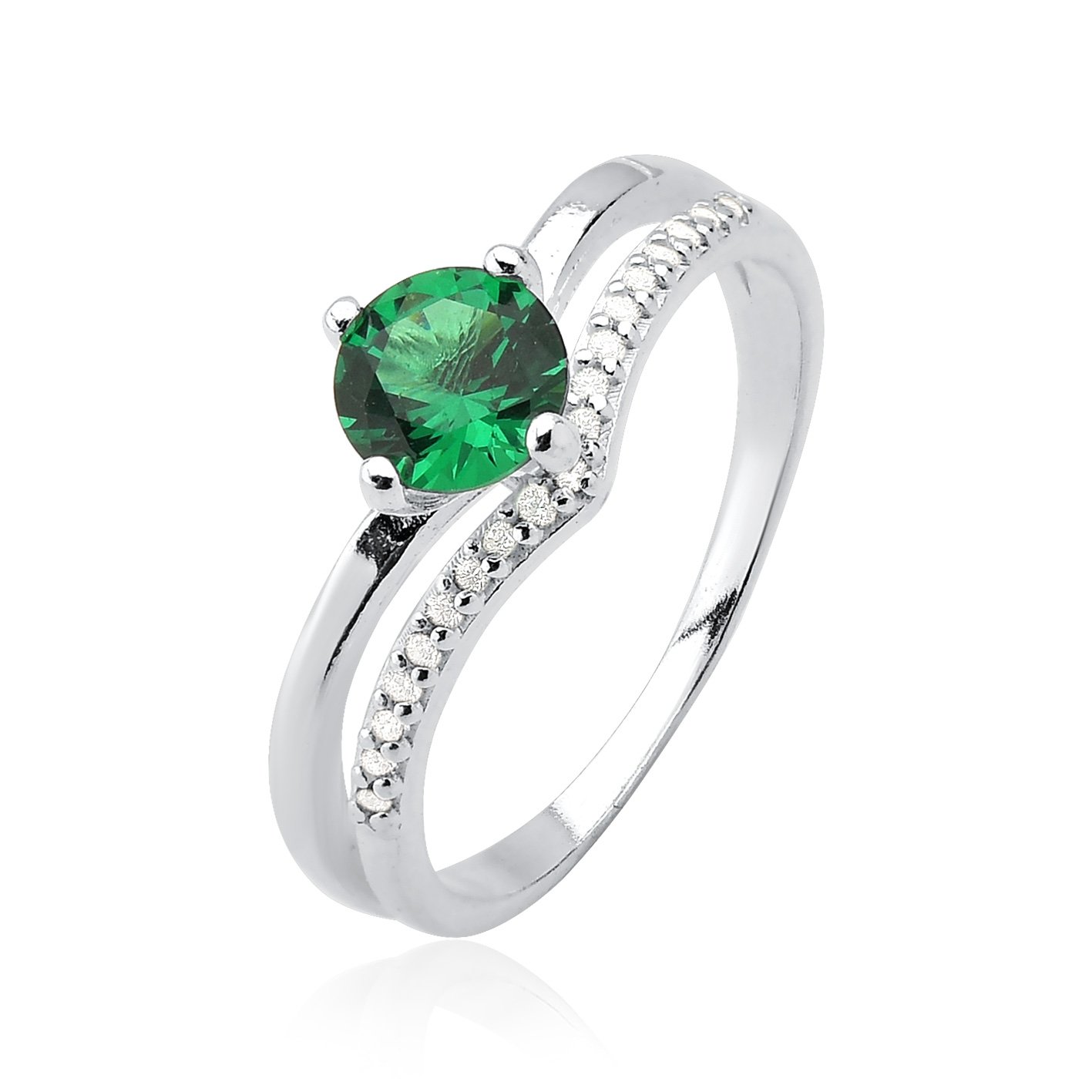 Anel Solitário Esmeralda Prata 925