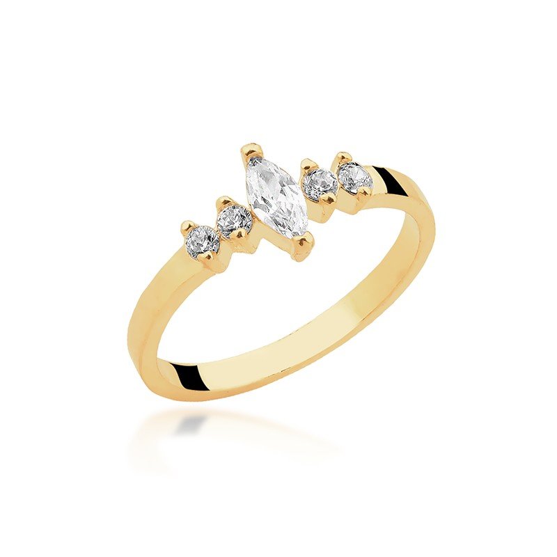 Anel Falange Zircônias Banhado a Ouro 18k