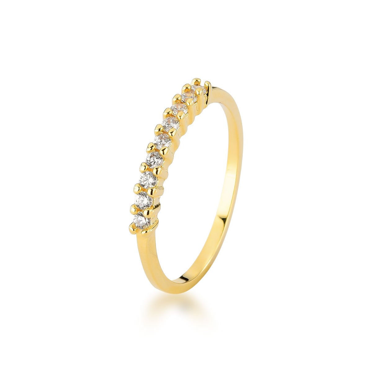 Anel Aparador Cristal Banhado a Ouro 18k