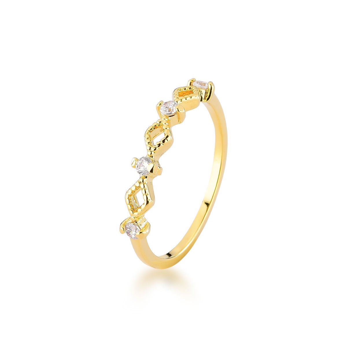 Anel Losangos Banhado a Ouro 18k