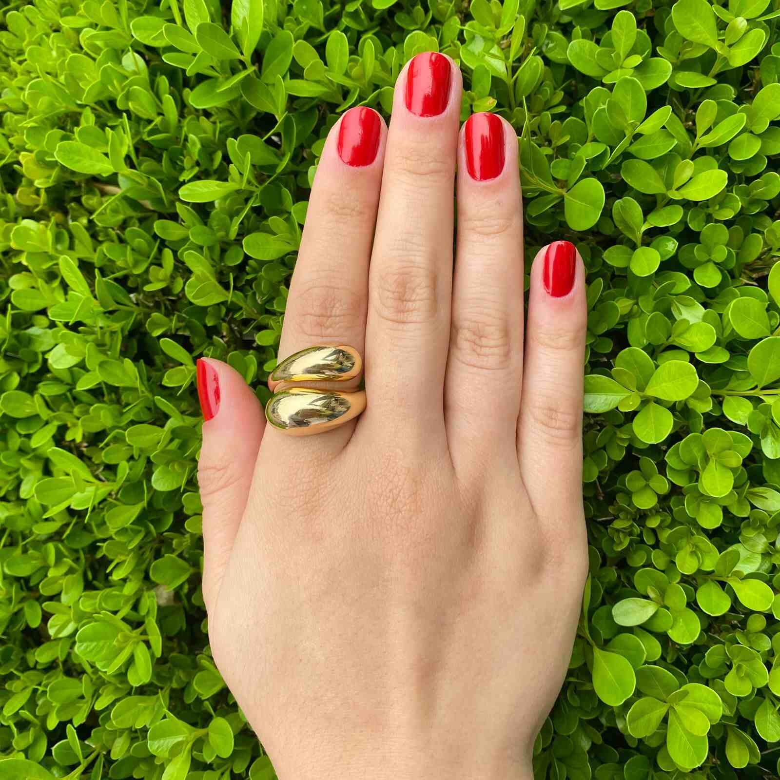 Anel Gotas Duo Banhado a Ouro 18k