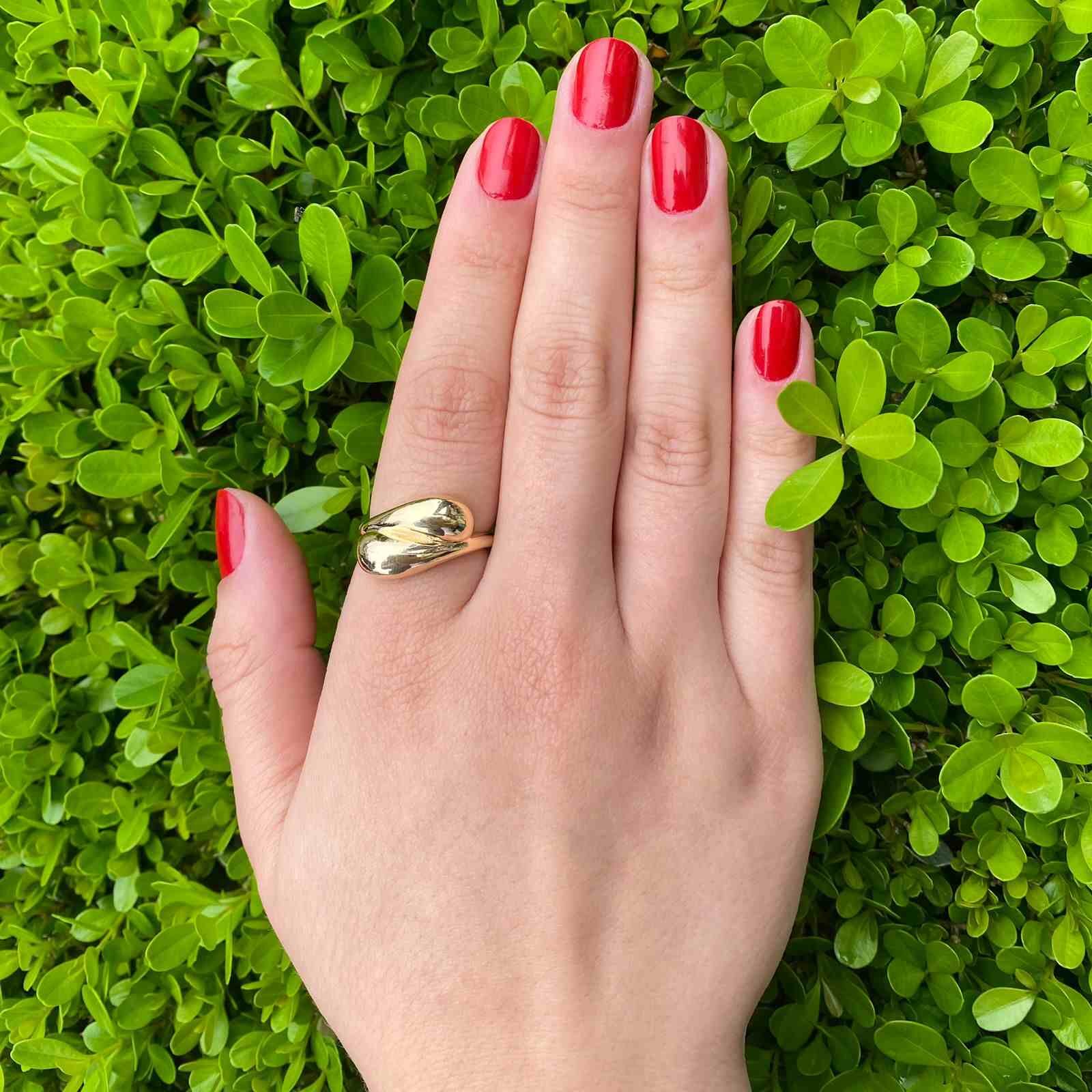 Anel Orgânico Gotas Banhado a Ouro 18k