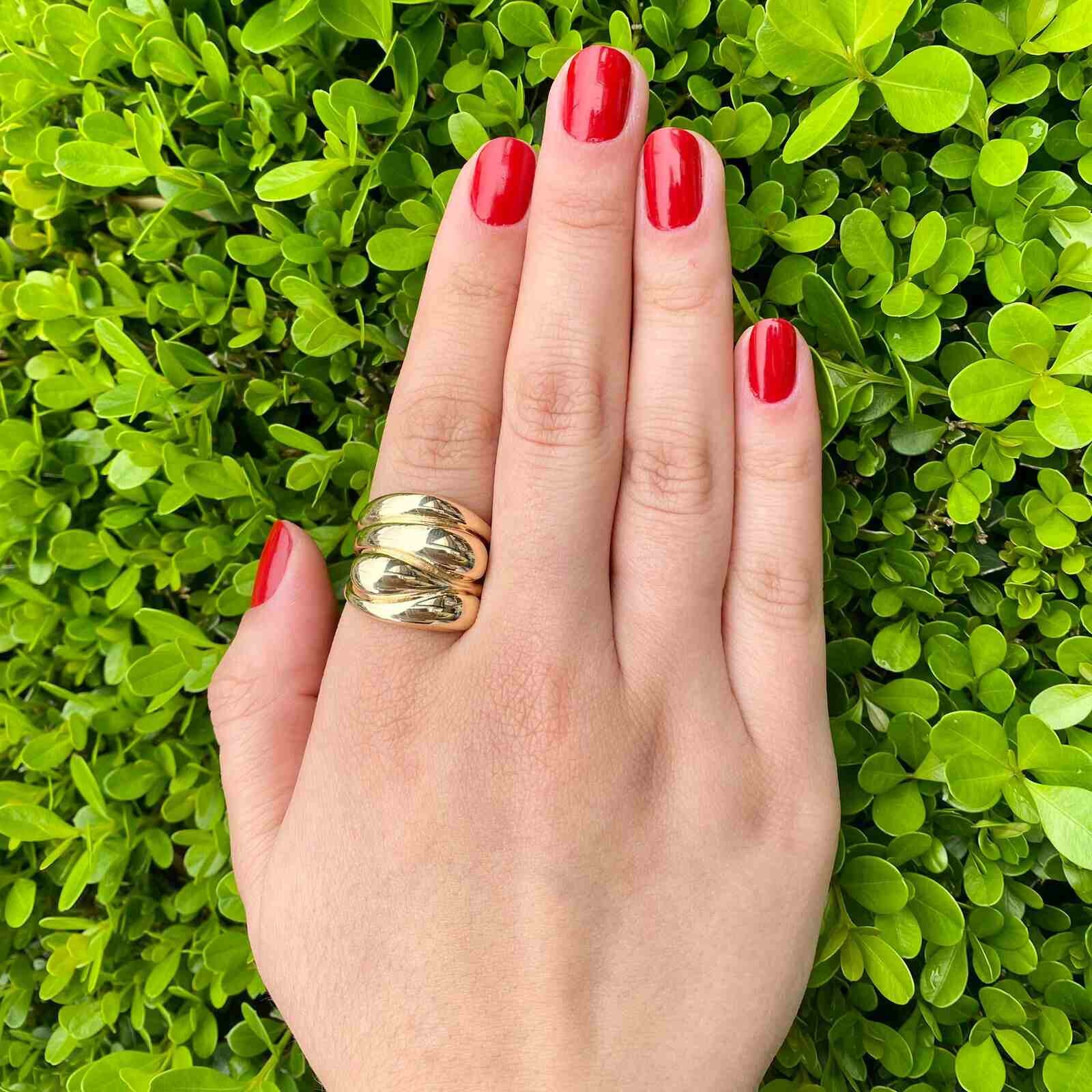 Anel Orgânico Gotas Trio Banhado a Ouro 18k