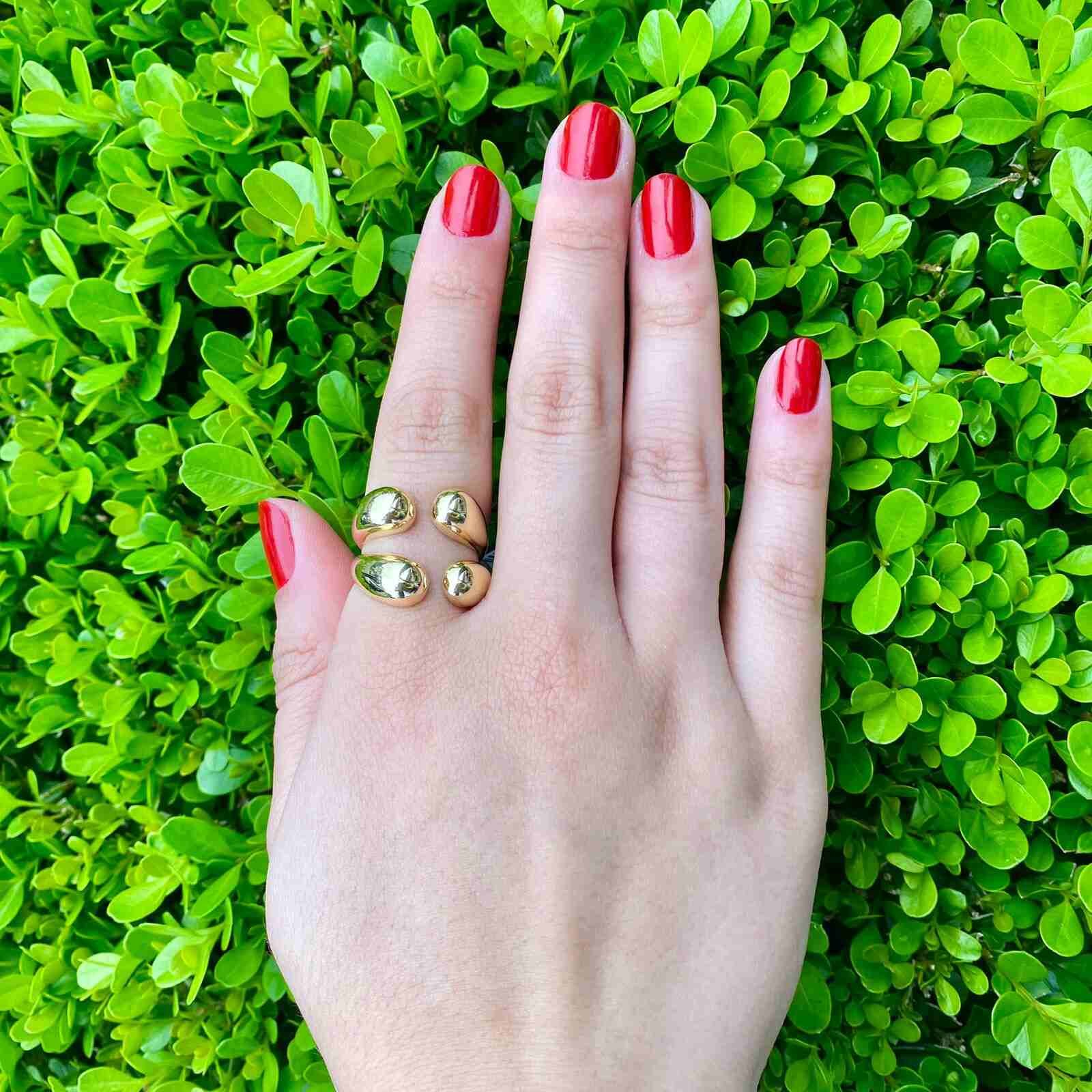 Anel Orgânico Gotas Banhado a Ouro 18k