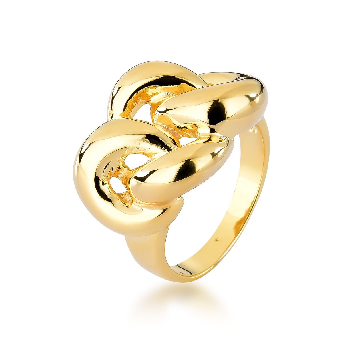 Anel Orgânico Nó Banhado a Ouro 18k