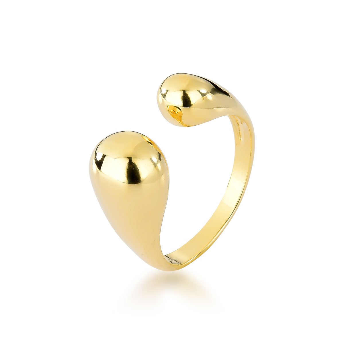 Anel Orgânico Gotas Separadas Banhado a Ouro 18k