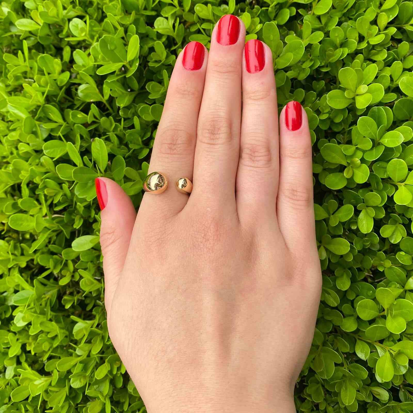 Anel Orgânico Gotas Separadas Banhado a Ouro 18k