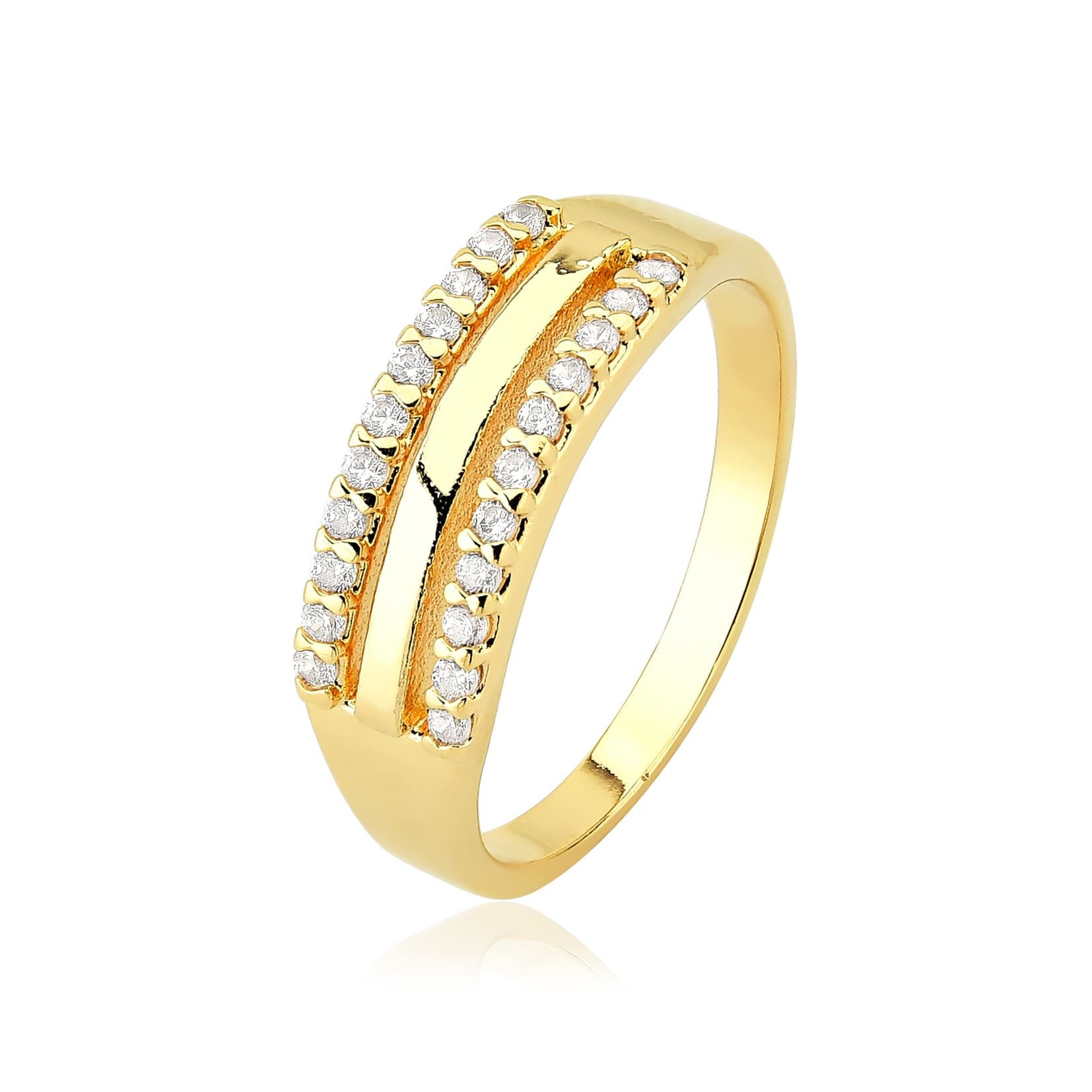 Anel 3 Elos Banhado a Ouro 18K
