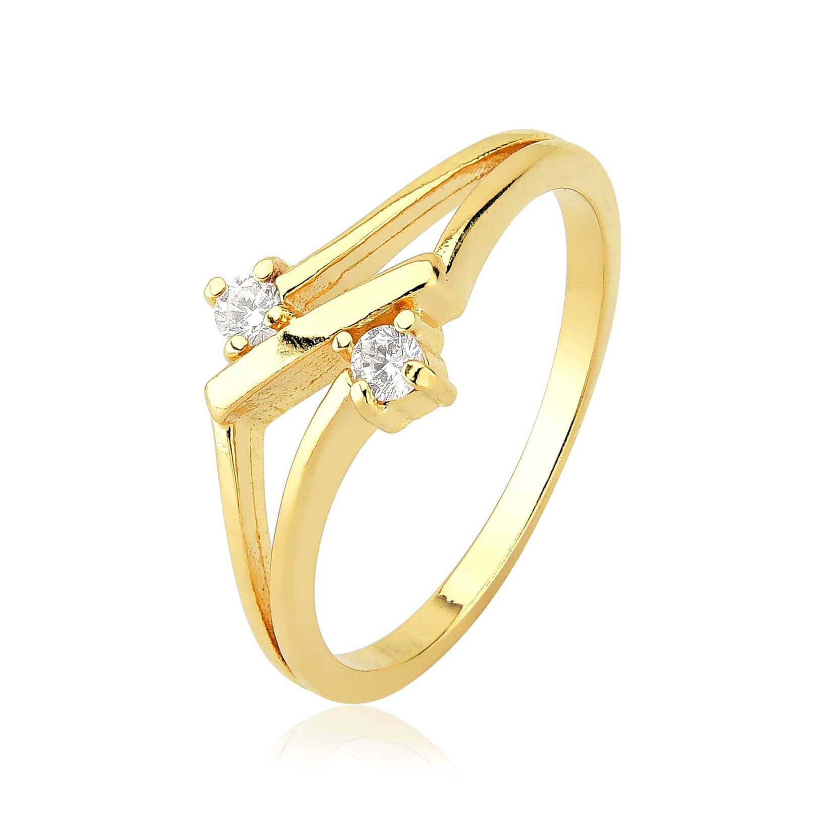 Anel Zircônia Banhado a Ouro 18K