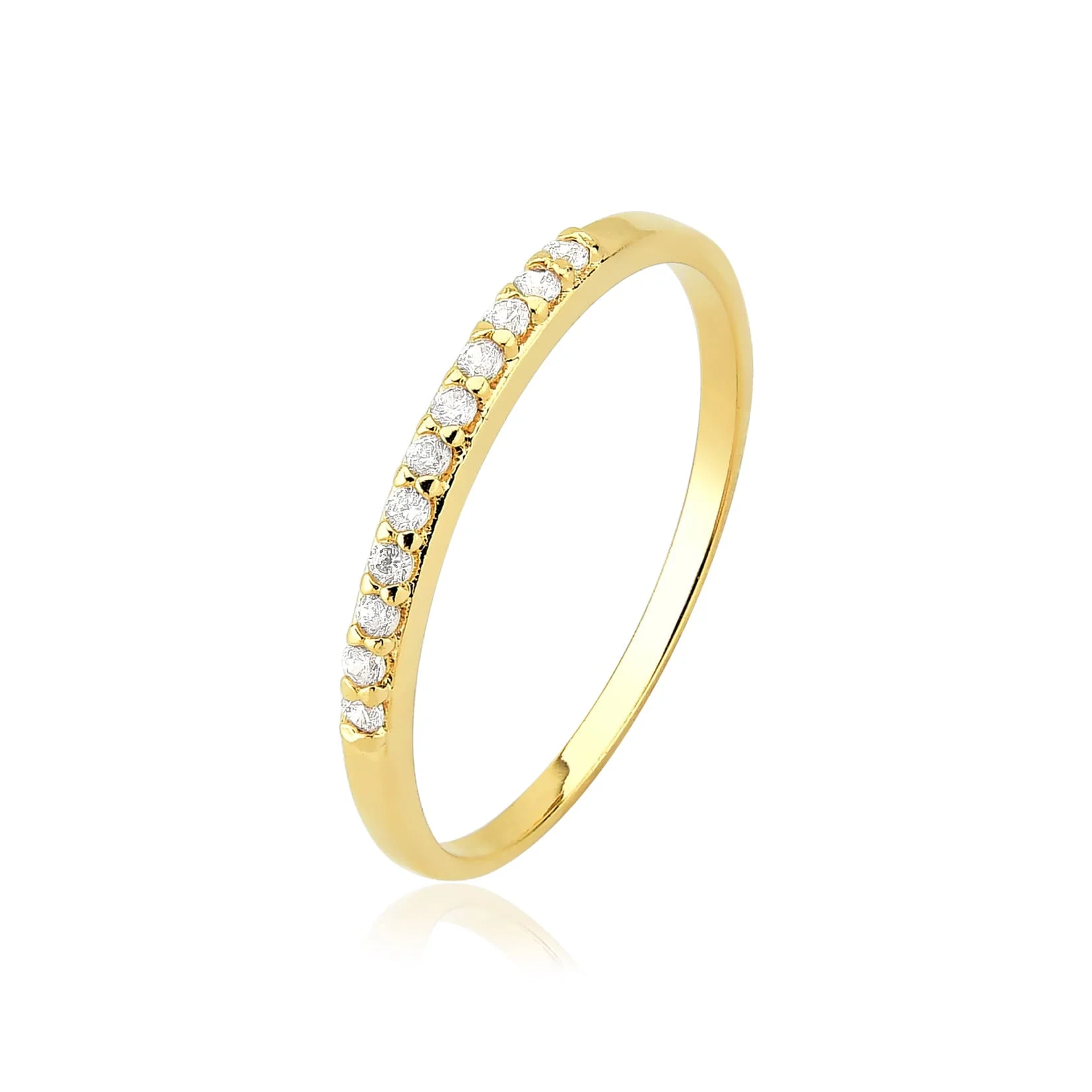 Aliança Cravejada Banhado a Ouro 18k