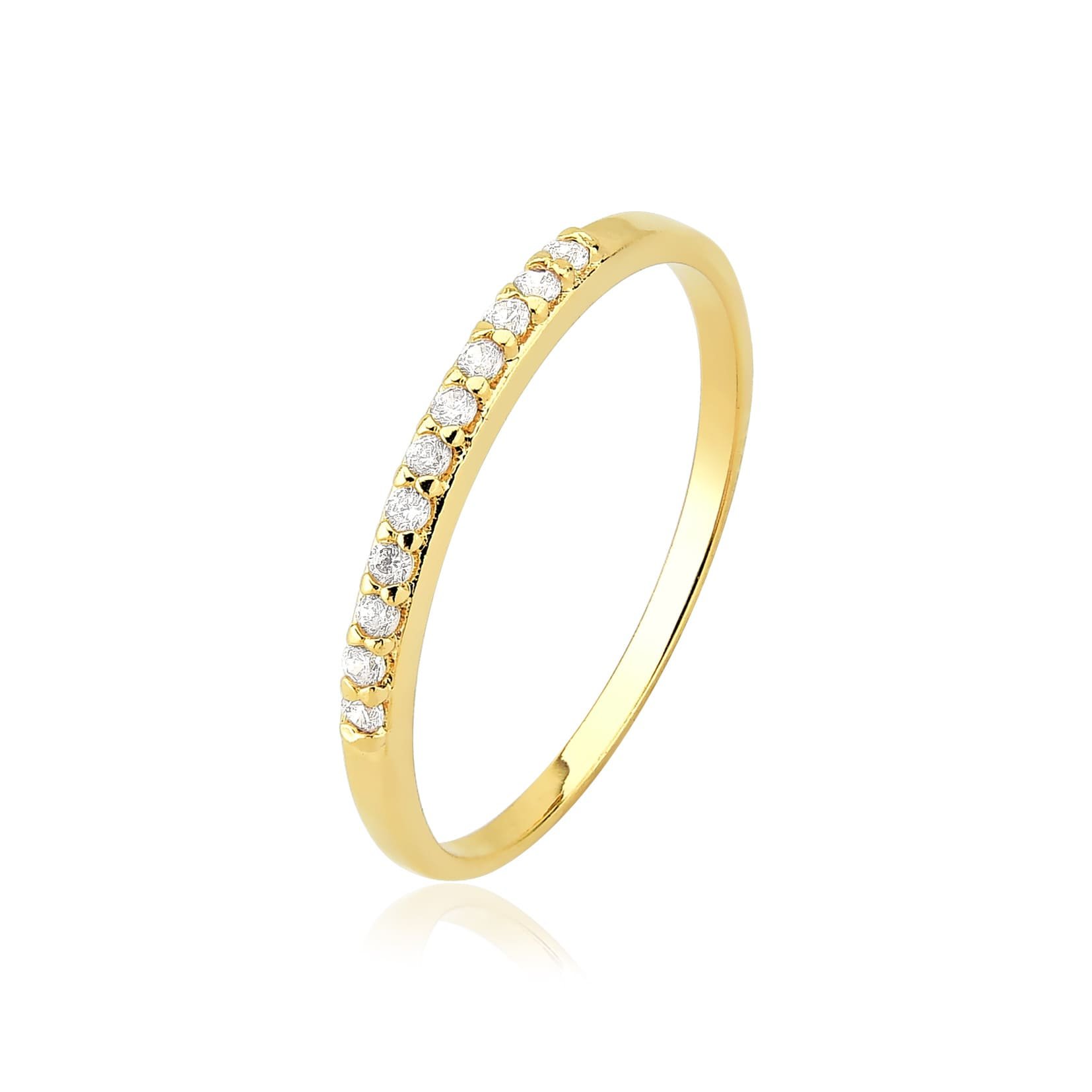 Aliança Cravejada Banhado a Ouro 18k