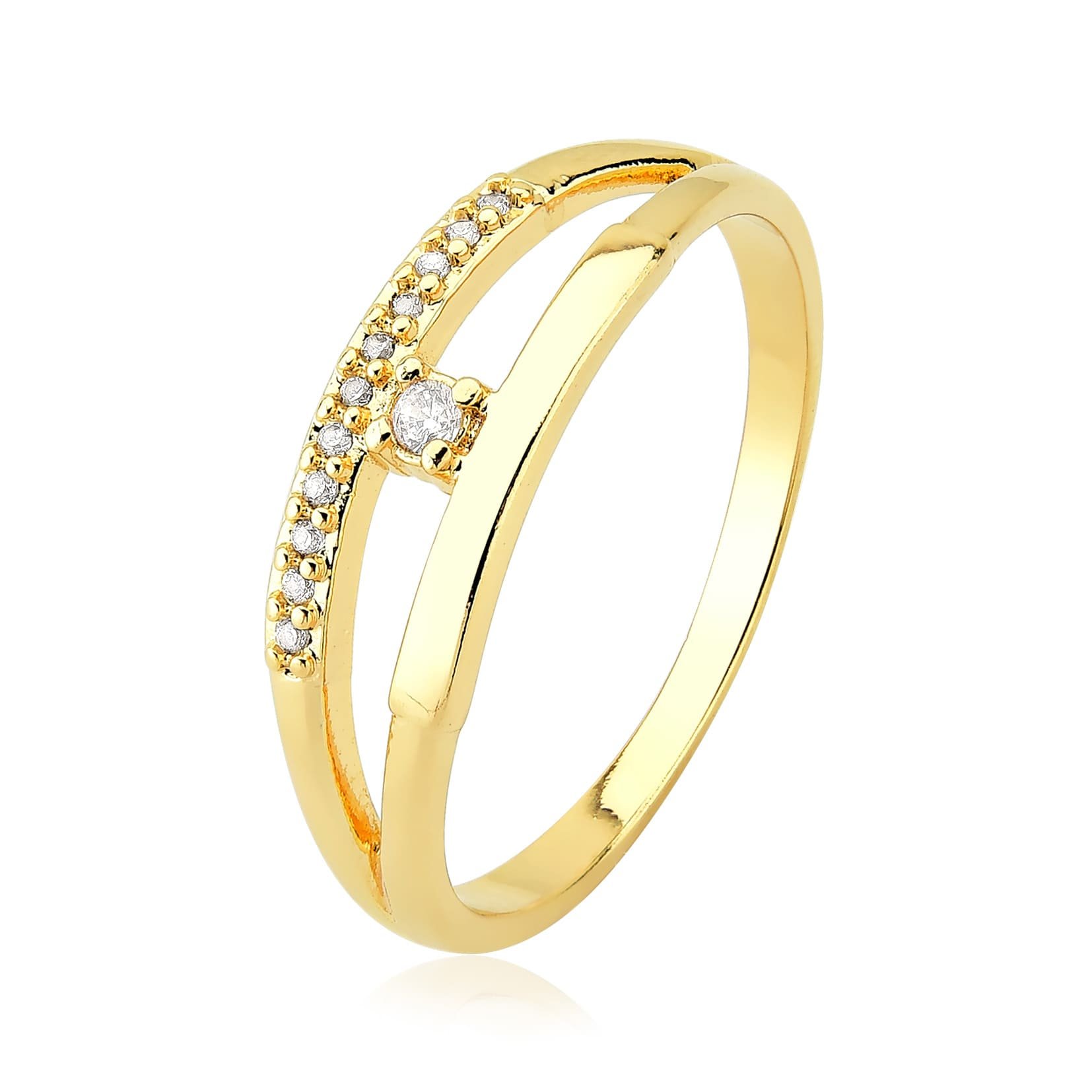 Anel Duplo Banhado a Ouro 18K
