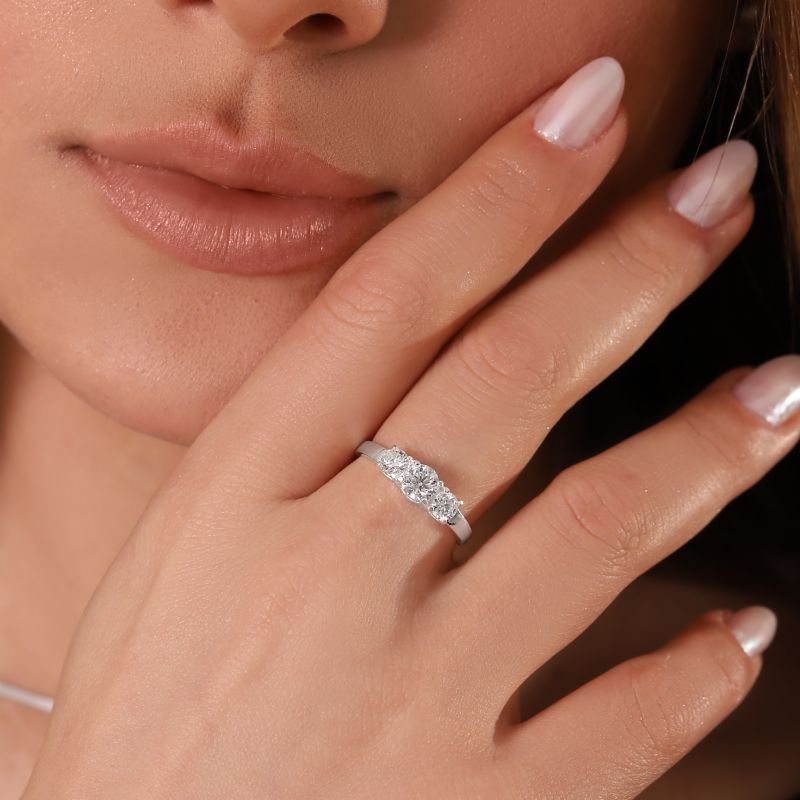 Anel 3 Moissanite Prata 925