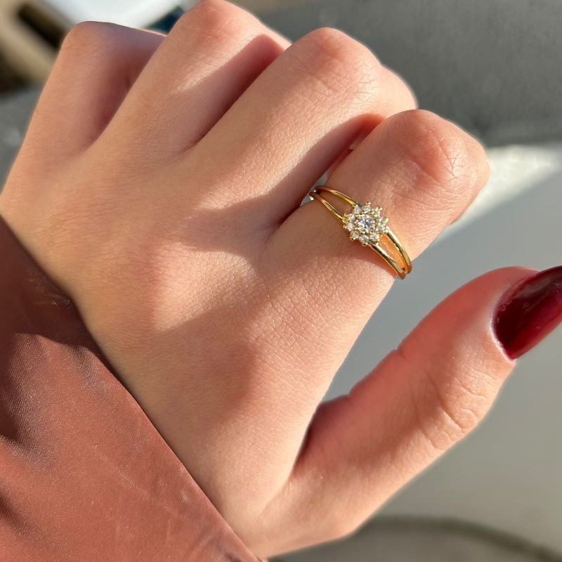 Anel Chuveirinho Banhado a Ouro 18k