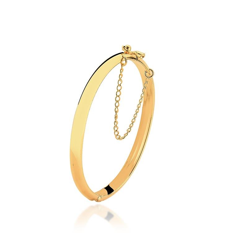 Bracelete Redondo Meia Cana Banhado a Ouro 18k