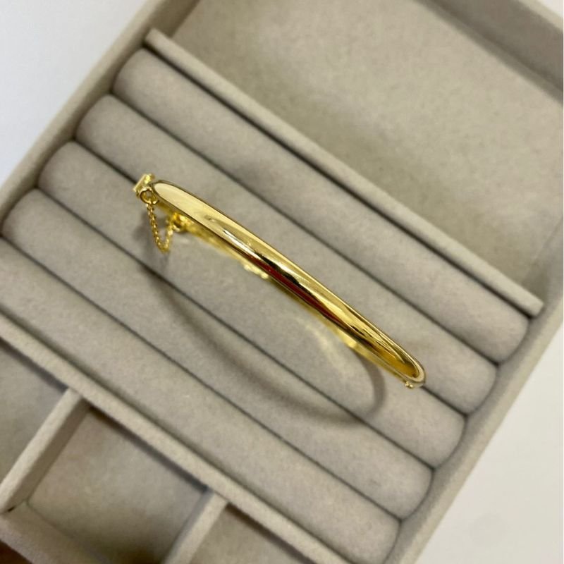 Bracelete Redondo Meia Cana Banhado a Ouro 18k